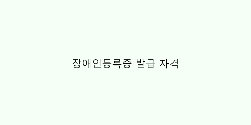 
  장애인등록증 발급 자격
 이미지