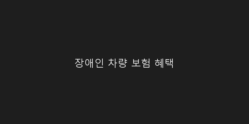 장애인 차량 보험 혜택 이미지