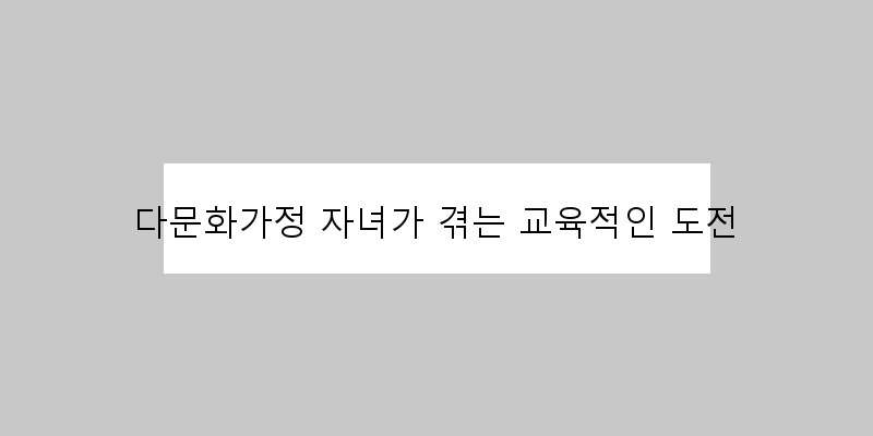 
  다문화가정 자녀가 겪는 교육적인 도전
 이미지