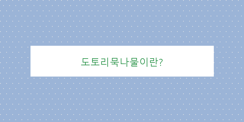 도토리묵나물, 건강한 한 끼로 즐기기!