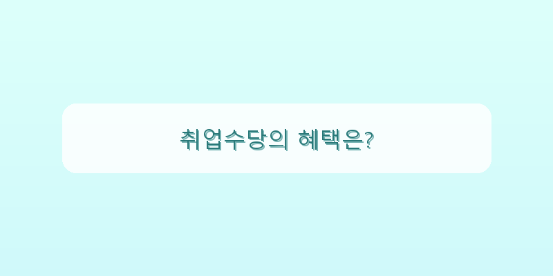 취업수당의 혜택은? 이미지