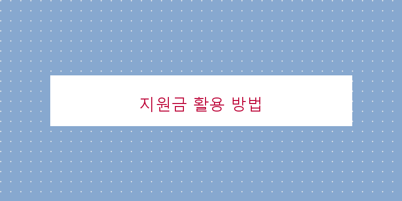지원금 활용 방법 이미지