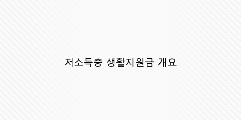 저소득층 생활지원금 개요 이미지